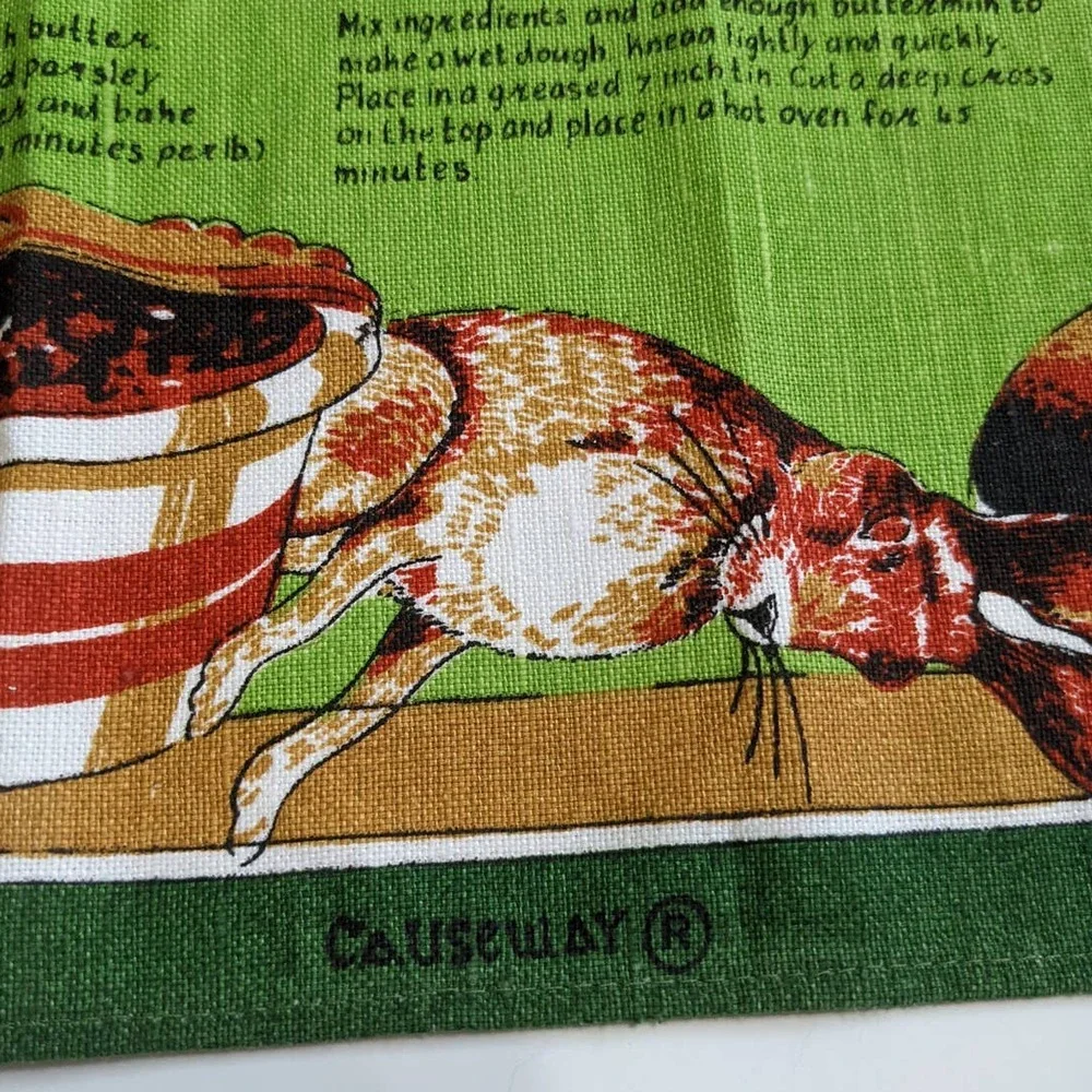 Vintage‎ Irish Recipes Linen Tea Towel Linen/Cotton Blend Ireland Souvenir Gift